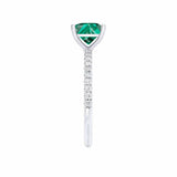 MACY - Chatham® Princess Emerald 18k White Gold Petite Pavé Shoulder Set Ring