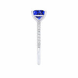 MACY - Chatham® Princess Blue Sapphire 950 Platinum Petite Pavé Shoulder Set Ring