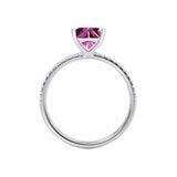MACY - Chatham® Princess Pink Sapphire 950 Platinum Petite Pavé Shoulder Set Ring