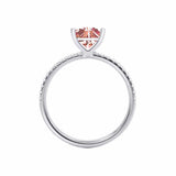 MACY - Chatham® Princess Champagne True Sapphire 18k White Gold Petite Pavé Shoulder Set Ring