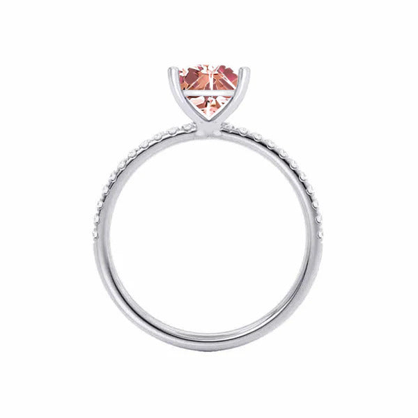 MACY - Chatham® Princess Champagne True Sapphire 18k White Gold Petite Pavé Shoulder Set Ring