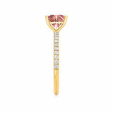 MACY - Chatham® Princess Champagne True Sapphire 18k Yellow Gold Petite Pavé Shoulder Set Ring