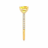 MACY - Chatham® Princess Yellow Sapphire 18k Yellow Gold Petite Pavé Shoulder Set Ring