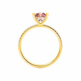 MACY - Chatham® Princess Champagne True Sapphire 18k Yellow Gold Petite Pavé Shoulder Set Ring