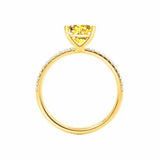 MACY - Chatham® Princess Yellow Sapphire 18k Yellow Gold Petite Pavé Shoulder Set Ring