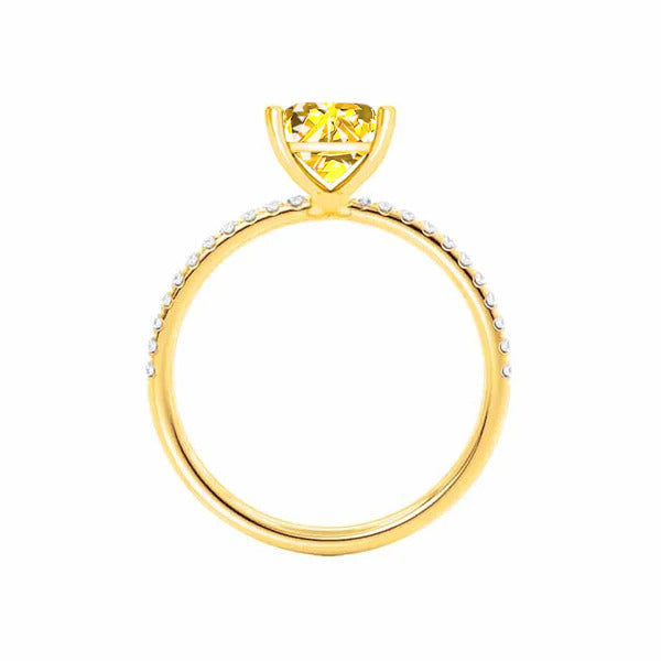 MACY - Chatham® Princess Yellow Sapphire 18k Yellow Gold Petite Pavé Shoulder Set Ring
