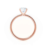 MACY - Elongated Cushion Natural Diamond 18k Rose Gold Petite Shoulder Set Engagement Ring Lily Arkwright