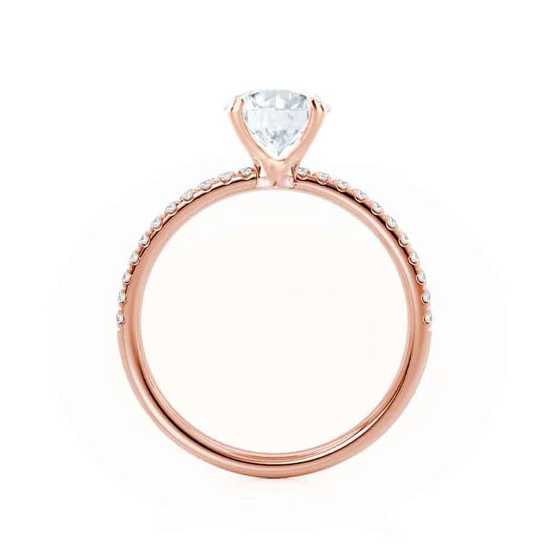 MACY - Elongated Cushion Natural Diamond 18k Rose Gold Petite Shoulder Set Engagement Ring Lily Arkwright