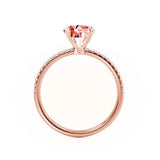 MACY - Chatham® Elongated Cushion Champagne True Sapphire 18k Rose Gold Petite Pavé Shoulder Set Ring