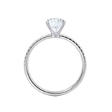 MACY - Elongated Cushion Natural Diamond 18k White Gold Petite Shoulder Set Engagement Ring Lily Arkwright