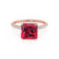 MACY - Princess Ruby 18k Rose Gold Petite Pavé Shoulder Set Ring