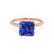 MACY - Princess Blue Sapphire 18k Rose Gold Petite Pavé Shoulder Set Ring