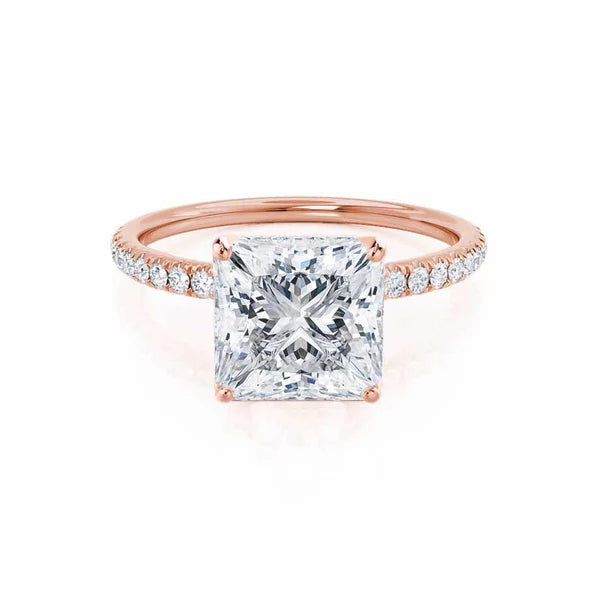 MACY - Princess Lab Diamond 18k Rose Gold Petite Solitaire