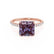 MACY - Princess Alexandrite 18k Rose Gold Petite Pavé Shoulder Set Ring