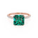 MACY - Chatham® Princess Emerald 18k Rose Gold Petite Pavé Shoulder Set Ring