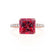 MACY - Princess Ruby 18k Rose Gold Petite Pavé Shoulder Set Ring