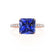 MACY - Princess Blue Sapphire 18k Rose Gold Petite Pavé Shoulder Set Ring