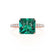 MACY - Chatham® Princess Emerald 18k Rose Gold Petite Pavé Shoulder Set Ring