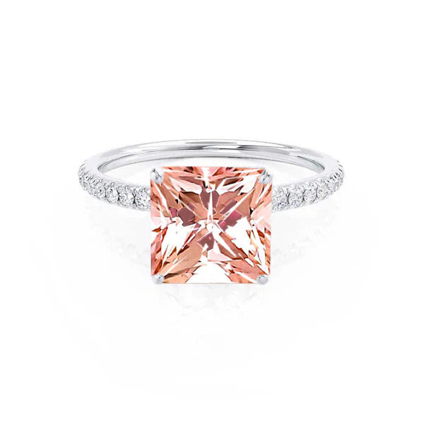 MACY - Chatham® Princess Champagne True Sapphire 950 Platinum Petite Pavé Shoulder Set Ring