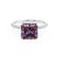 MACY - Princess Alexandrite 18k White Gold Petite Pavé Shoulder Set Ring