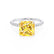 MACY - Princess Yellow Sapphire 18k White Gold Petite Pavé Shoulder Set Ring