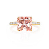 MACY - Chatham® Princess Champagne True Sapphire 18k Yellow Gold Petite Pavé Shoulder Set Ring