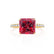 MACY - Princess Ruby 18k Yellow Gold Petite Pavé Shoulder Set Ring