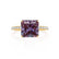 MACY - Princess Alexandrite 18k Yellow Gold Petite Pavé Shoulder Set Ring
