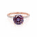 MACY - Round Alexandrite 18k Rose Gold Petite Pavé Shoulder Set Ring