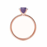 MACY - Chatham® Round Alexandrite 18k Rose Gold Petite Pavé Shoulder Set Ring