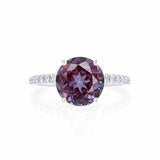 MACY - Chatham® Round Alexandrite 950 Platinum Petite Pavé Shoulder Set Ring