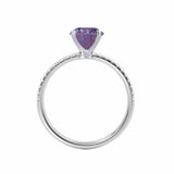 MACY - Chatham® Round Alexandrite 950 Platinum Petite Pavé Shoulder Set Ring