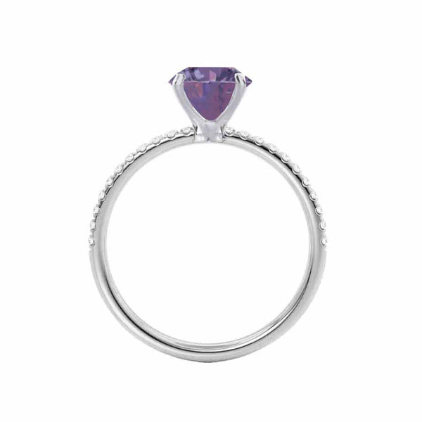 MACY - Chatham® Round Alexandrite 18k White Gold Petite Pavé Shoulder Set Ring