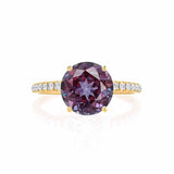 MACY - Chatham® Round Alexandrite 18k Yellow Gold Petite Pavé Shoulder Set Ring