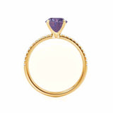 MACY - Chatham® Round Alexandrite 18k Yellow Gold Petite Pavé Shoulder Set Ring