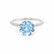 MACY - Round Aqua Spinel 18k White Gold Petite Pavé Shoulder Set Ring