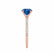 MACY - Round Blue Sapphire 18k Rose Gold Petite Pavé Shoulder Set Ring