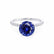 MACY - Round Blue Sapphire 950 Platinum Petite Pavé Shoulder Set Ring