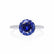 MACY - Round Blue Sapphire 950 Platinum Petite Pavé Shoulder Set Ring