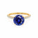 MACY - Round Blue Sapphire 18k Yellow Gold Petite Pavé Shoulder Set Ring