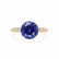 MACY - Round Blue Sapphire 18k Yellow Gold Petite Pavé Shoulder Set Ring