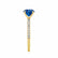 MACY - Round Blue Sapphire 18k Yellow Gold Petite Pavé Shoulder Set Ring
