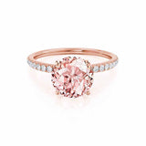 MACY - Chatham® Round Champagne True Sapphire 18k Rose Gold Petite Pavé Shoulder Set Ring