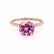 MACY - Round Pink Sapphire 18k Rose Gold Petite Pavé Shoulder Set Ring