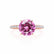 MACY - Round Pink Sapphire 18k Rose Gold Petite Pavé Shoulder Set Ring