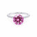 MACY - Round Pink Sapphire 950 Platinum Petite Pavé Shoulder Set Ring