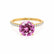 MACY - Round Pink Sapphire 18k Yellow Gold Petite Pavé Shoulder Set Ring