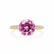 MACY - Round Pink Sapphire 18k Yellow Gold Petite Pavé Shoulder Set Ring