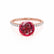 MACY - Round Ruby 18k Rose Gold Petite Pavé Shoulder Set Ring