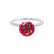 MACY - Round Ruby 950 Platinum Petite Pavé Shoulder Set Ring